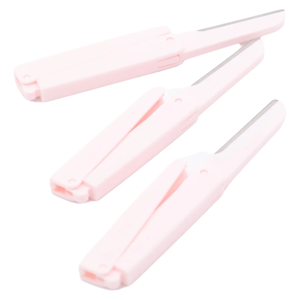 3er-Pack Faltbarer Augenbrauenrasierer für präzise Pflege (Rosa)