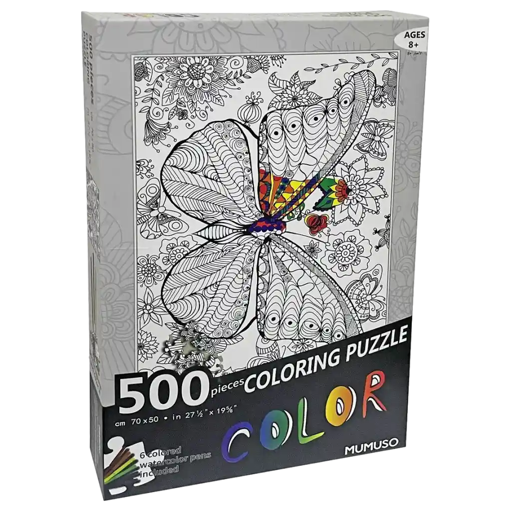 Puzzle 500 Teile zum Ausmalen mit Schmetterlings-Design (Mehrfarbig)
