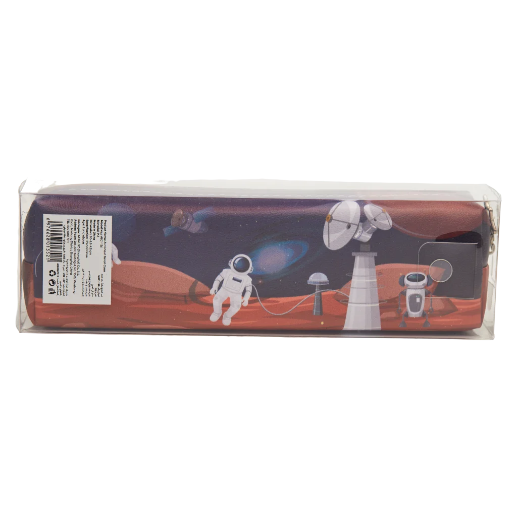 Federmäppchen mit Astronauten-Design, großes Fach (Dunkelblau/Orange)