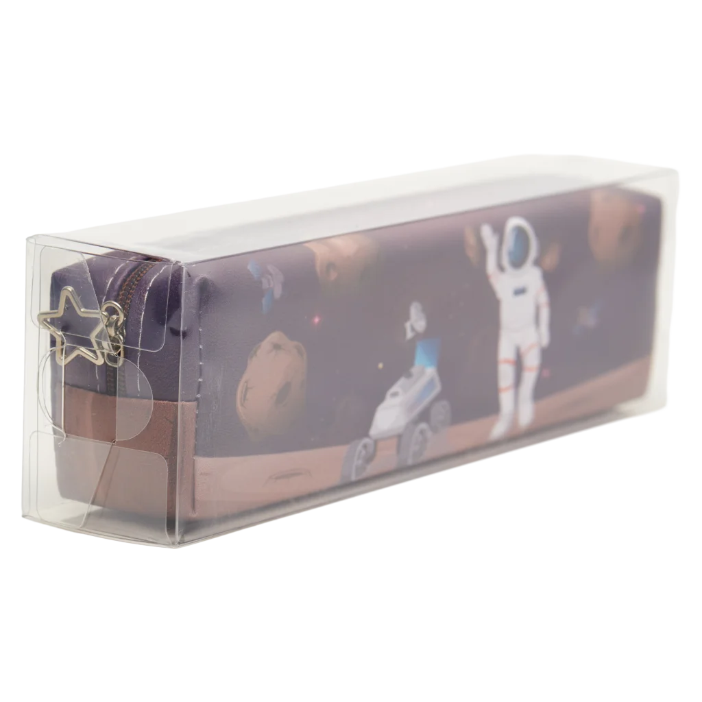 Federmäppchen mit Astronauten-Design, großes Fach (Dunkelblau/Orange)