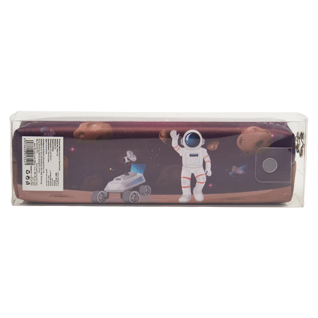 Federmäppchen mit Astronauten-Design, großes Fach (Dunkelblau/Orange)