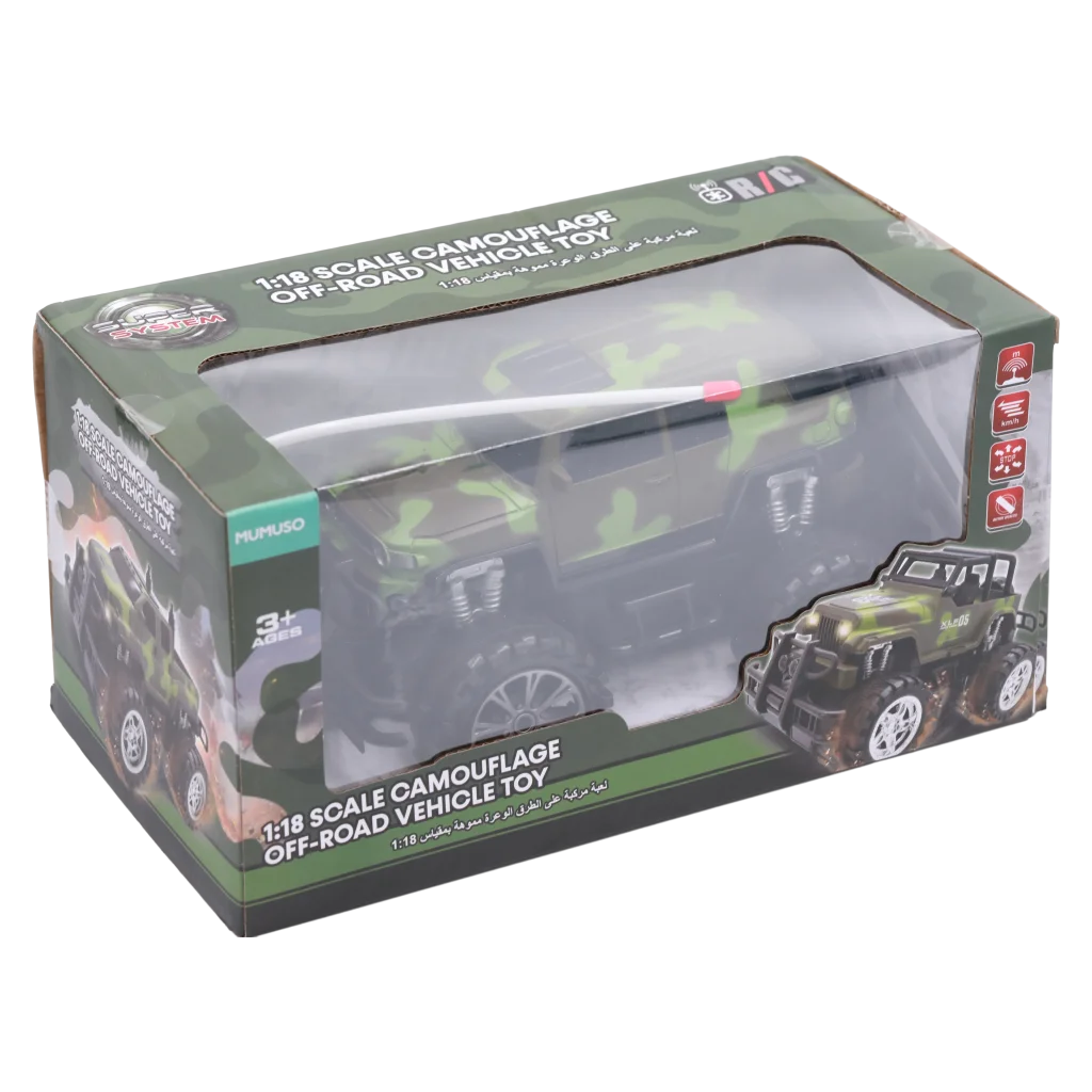 Ferngesteuertes Offroad-Modellauto, 1:18 Maßstab aus ABS mit Camouflage-Design (Grün/Braun)