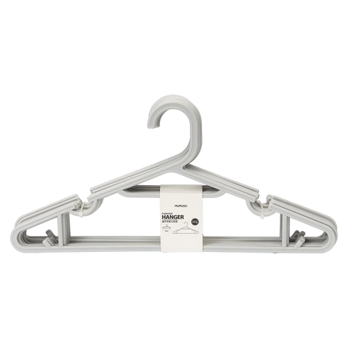 10er-Set flache Kleiderbügel aus Polypropylen (Grau)