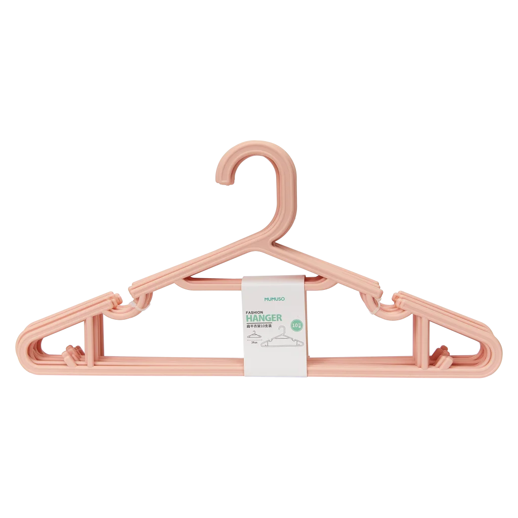10er-Set flache Kleiderbügel aus Polypropylen (Rosa)