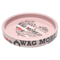 Flacher Keramik-Futternapf für Katzen mit Schriftzug-Design (Rosa)