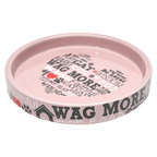 Flacher Keramik-Futternapf für Katzen mit Schriftzug-Design (Rosa)