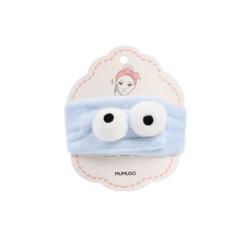 Flauschiges Flanell-Haarband mit Augen-Design, 27 × 7 cm (Blau)