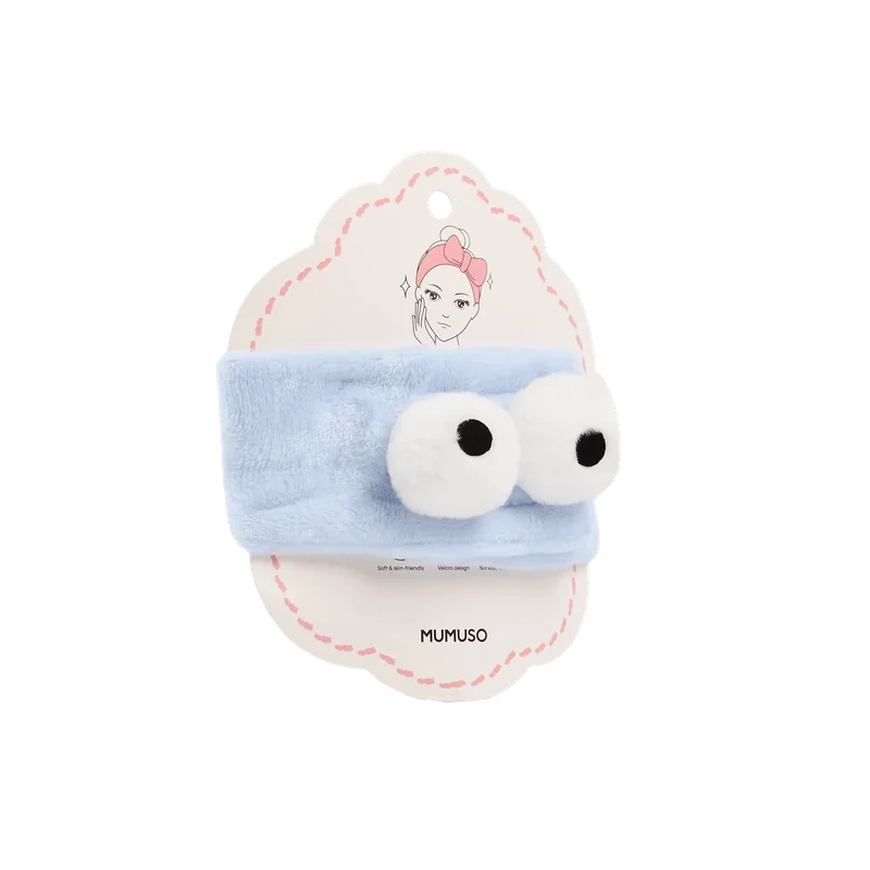 Flauschiges Flanell-Haarband mit Augen-Design, 27 × 7 cm (Blau)