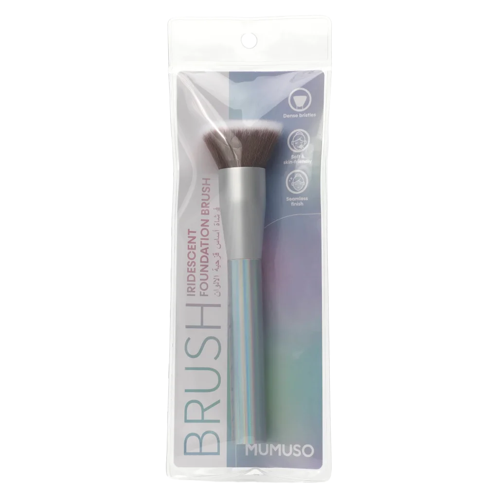 Foundation-Pinsel mit schimmerndem Kunststoffgriff und Nylon-Borsten (Silber/Mehrfarbig)