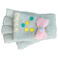 Fingerlose Damen Strickhandschuhe mit Schleifen-Design (Hellgrün)