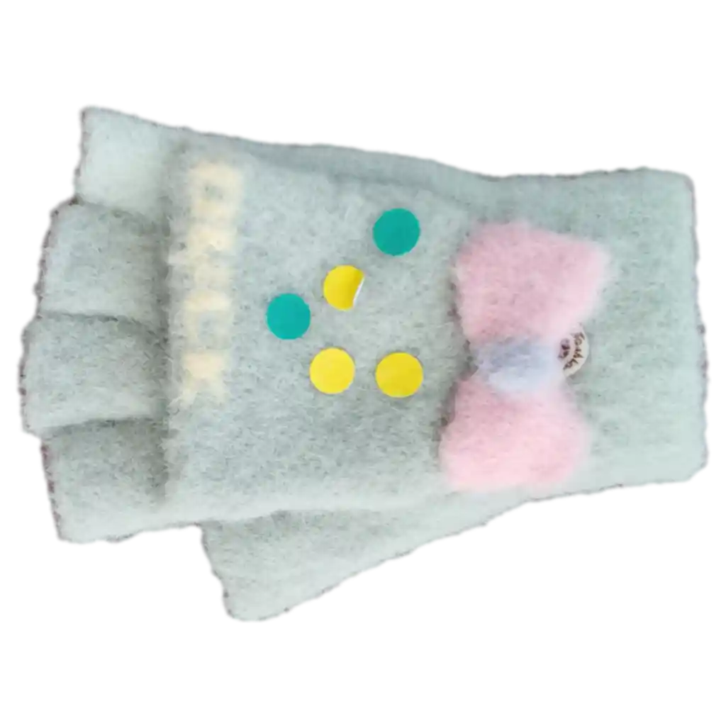 Fingerlose Damen Strickhandschuhe mit Schleifen-Design (Hellgrün)