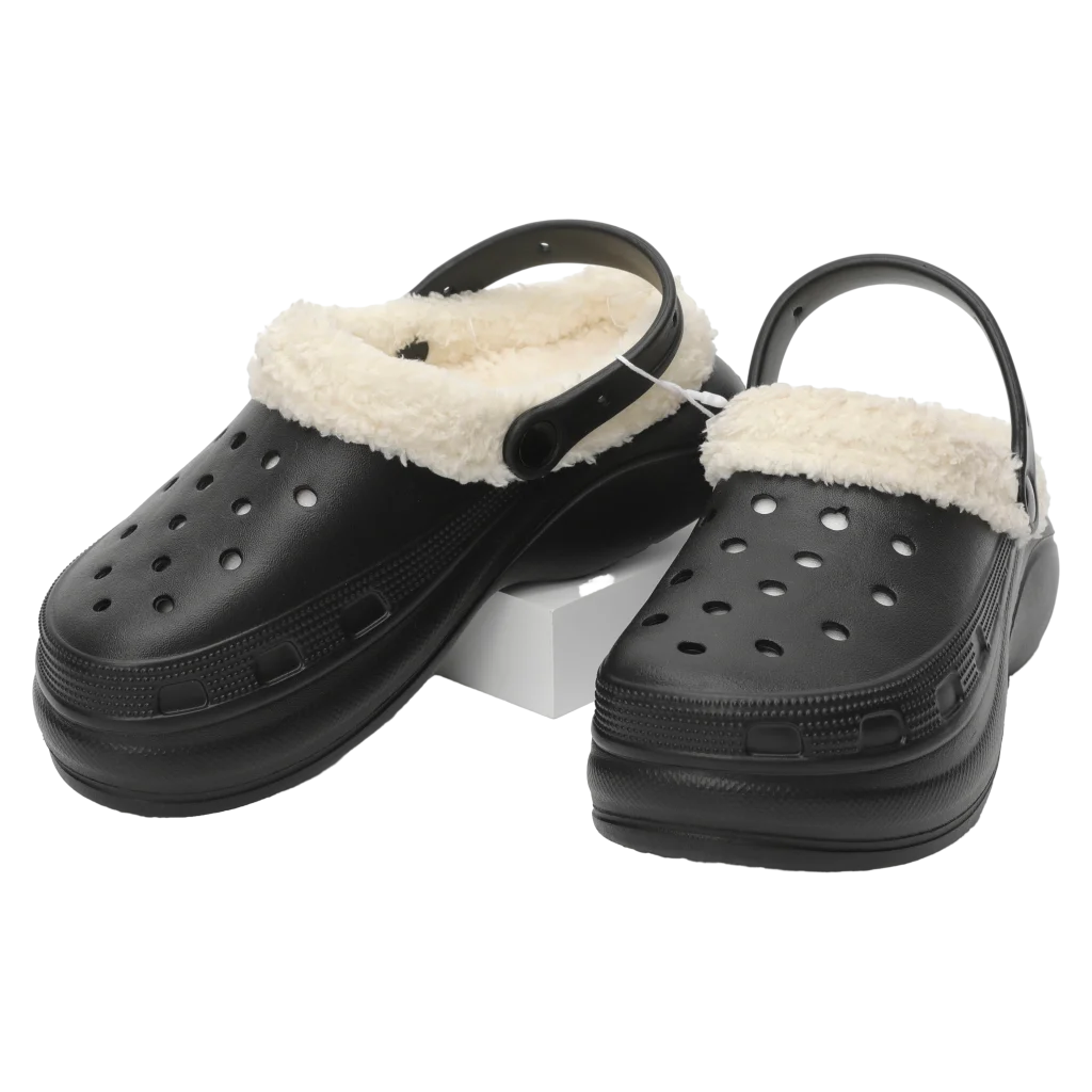 Gefütterte Damen Winterclogs mit weichem Futter (Schwarz, 35-36)