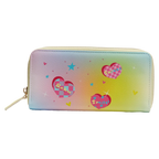 Multifunktionale Geldbörse aus Kunstleder mit Herz-Design (Gelb/Pastellrosa/Blau)