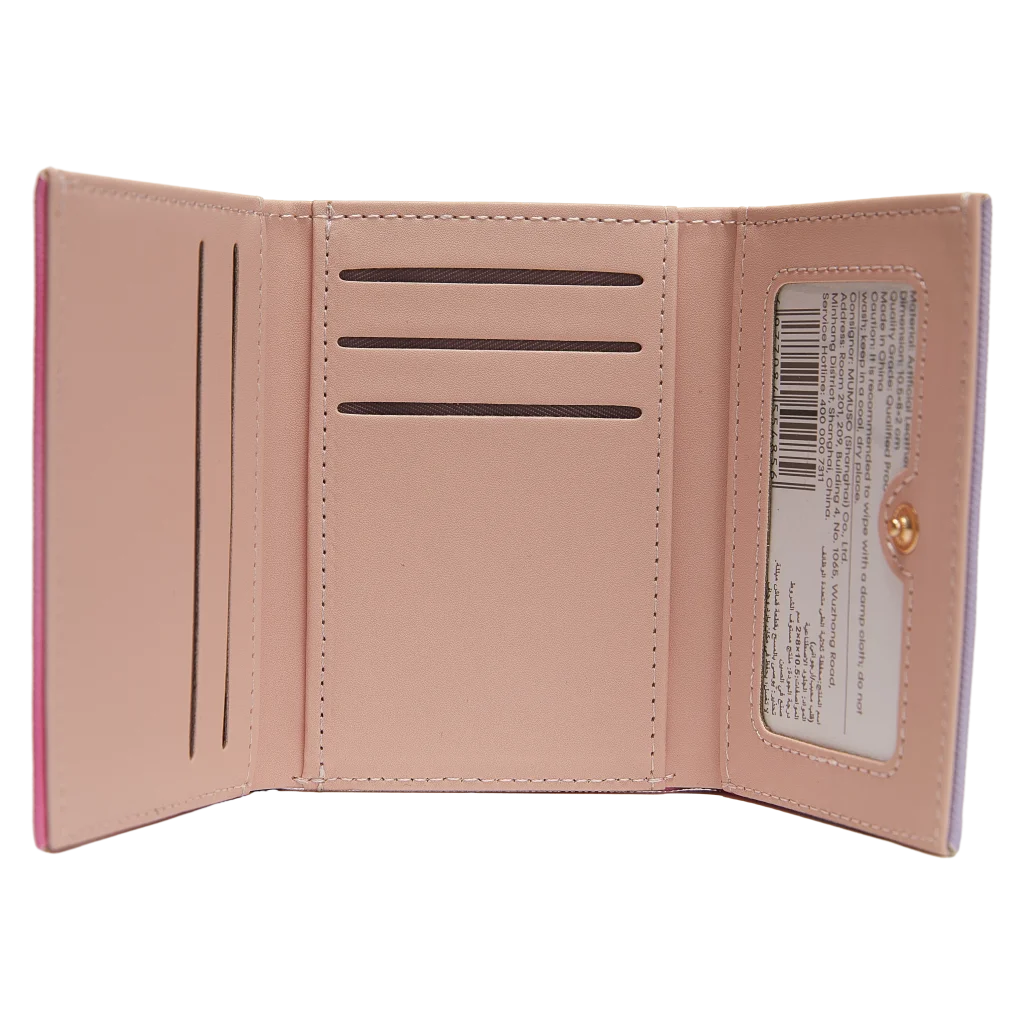 Multifunktionale Kunstleder-Geldbörse mit Herz-Design (Lila/Pink)