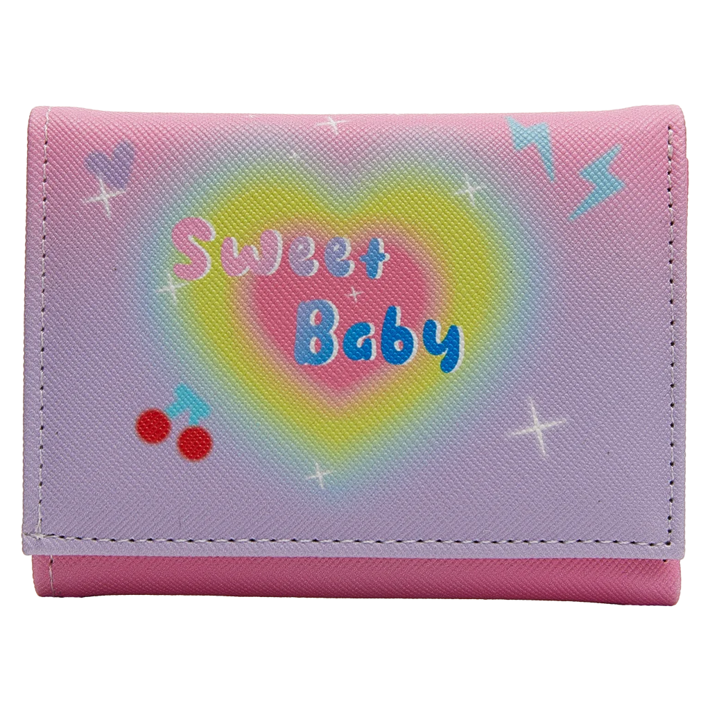 Multifunktionale Kunstleder-Geldbörse mit Herz-Design (Lila/Pink)