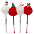 Gelstift mit Pompon und Weihnachtsbaum-Design (Rot)