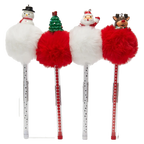 Gelstift mit Pompon und Weihnachtsbaum-Design (Rot)