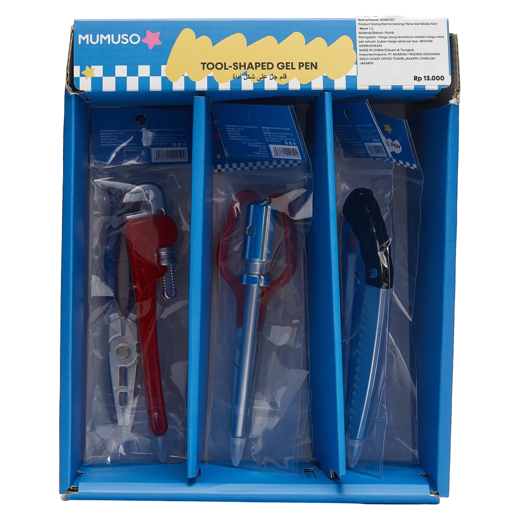 Gelstift im Werkzeug-Design für Schule &amp; Büro (Rot/Blau/Schwarz)