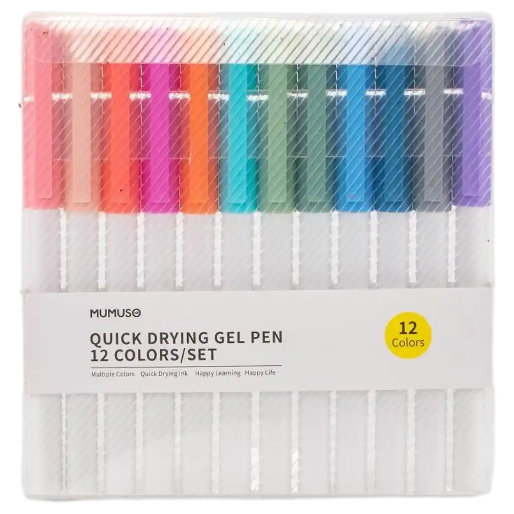 12-teiliges Gelstifte-Set, schnelltrocknend (Rot/Orange/Pink/Lila/Dunkelrosa/Gelb/Grün/Hellblau/Dunkelblau/Türkis/Blau/Violett)