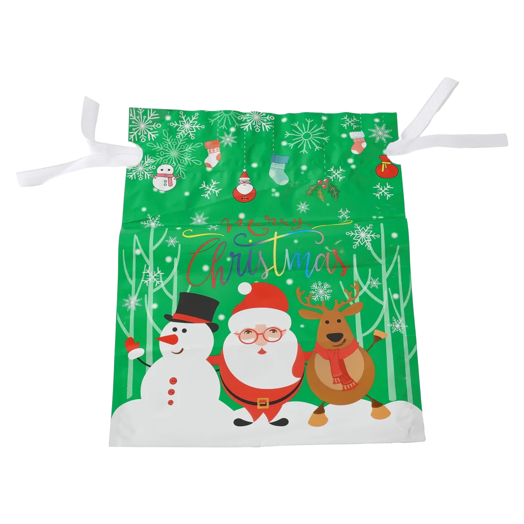 Geschenkbeutel mit Zugband und Santa Claus-Design, klein (Grün)