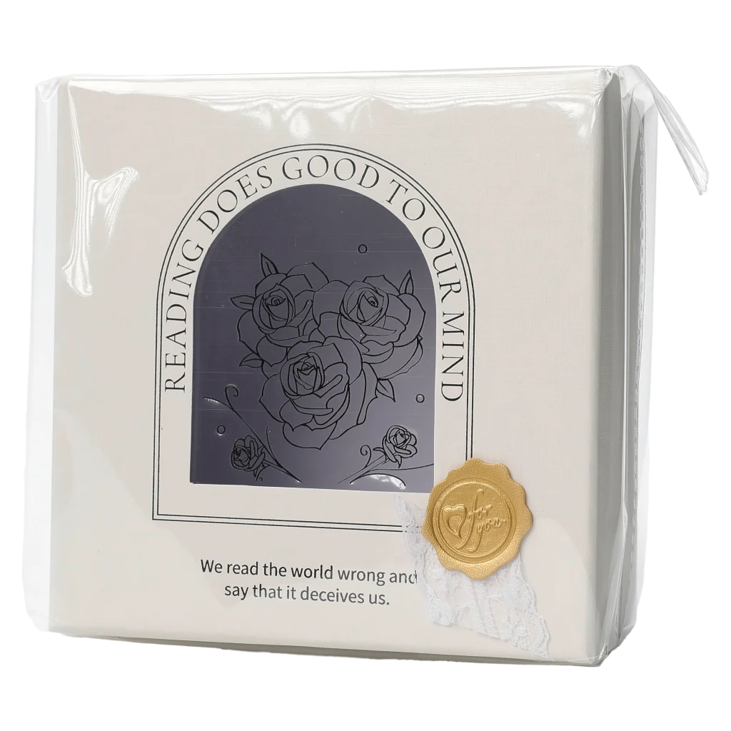 Rechteckige Geschenkbox mit Blumen-Design (Weiß), mittelgroß