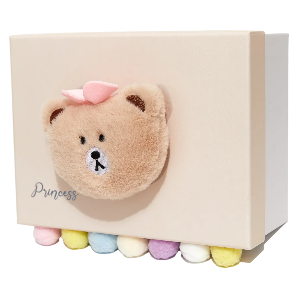 Geschenkbox aus Karton mit Bären-Design, mittelgroß (Beige/Pastell)