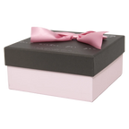 Quadratische Geschenkbox mit Schleifen-Design (Schwarz/Rosa)