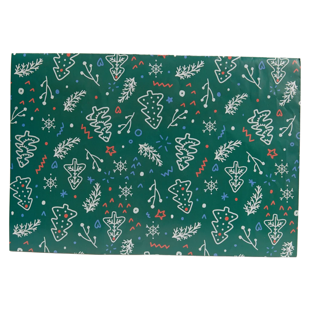 Geschenkpapier mit Weihnachtsbaum-Print, für Weihnachten (Grün)