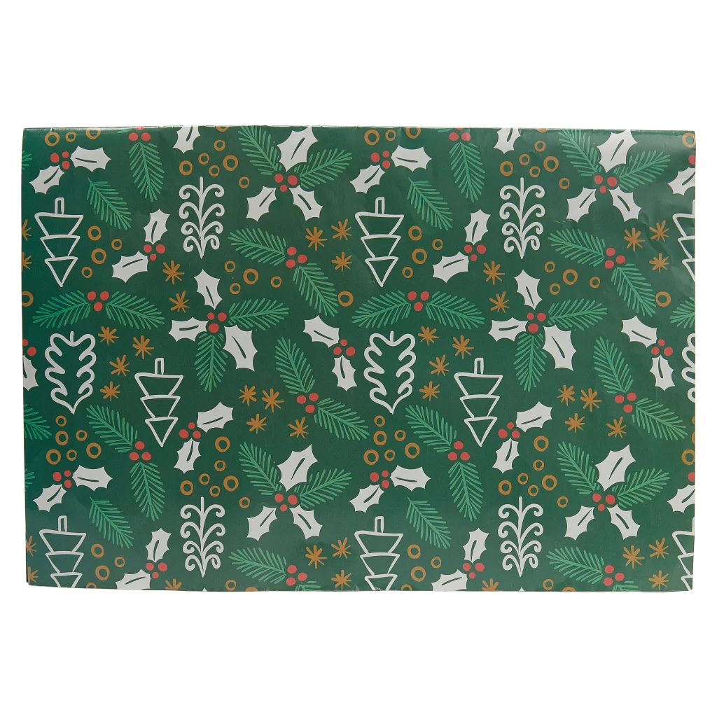 Geschenkpapier mit Weihnachtsbaum-Print, für Weihnachten (Grün)