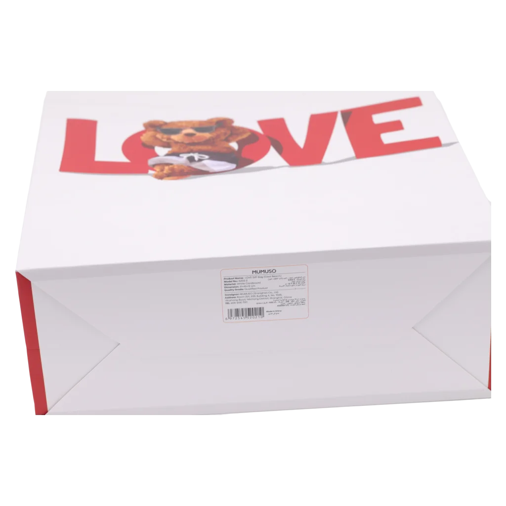 Große Geschenkpapiertragetasche mit Bär-Design, stabil (Rot/Weiß)