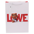 Große Geschenkpapiertragetasche mit Bär-Design, stabil (Rot/Weiß)