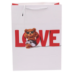 Große Geschenkpapiertragetasche mit Bär-Design, stabil (Rot/Weiß)