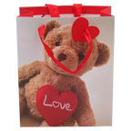 Geschenktasche mit Bär-Design und rotem Herz (Rot/Braun)