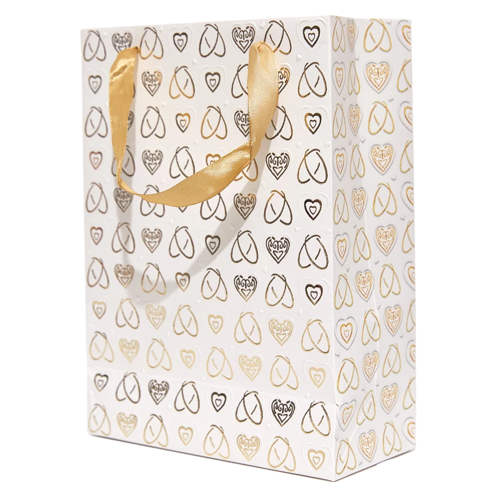 Geschenktasche mit Herz-Print, klein (Weiß)