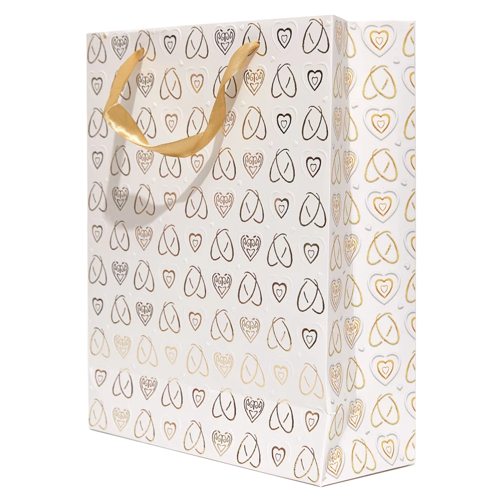 Geschenktasche mit Herz-Print, klein (Weiß)