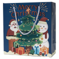 Geschenktasche mittelgroß mit Weihnachtsmann-Design (Blau)