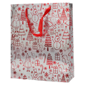 Geschenktasche mittelgroß mit Weihnachts-Design (Weiß/Rot)