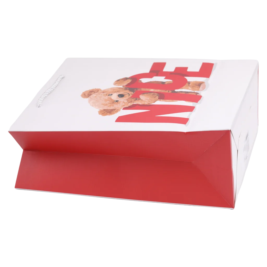 Geschenktasche aus Papier mit Bären-Design, mittelgroß (Rot/Weiß)
