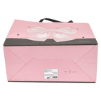 Geschenktasche mittelgroß aus Papier mit Schleifen-Design (Rosa/Schwarz)
