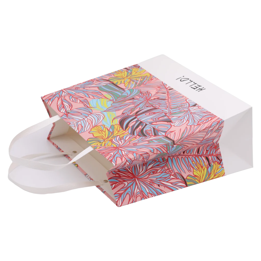 Rechteckige Geschenktasche aus Papier mit Regenwald-Design, mittelgroß (Mehrfarbig)