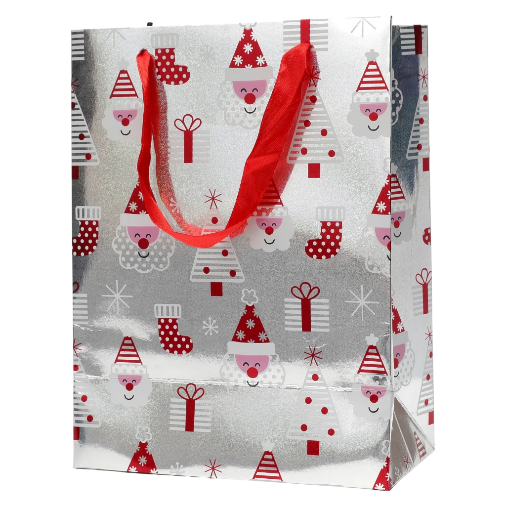 Geschenktasche mit Weihnachtsmann-Design, klein (Weiß)