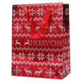 Geschenktasche mit Schneeflocken- und Rentier-Design (Rot) für Weihnachten