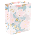 Geschenktüte aus weißem Karton mit Blumen-Design (Pastell)