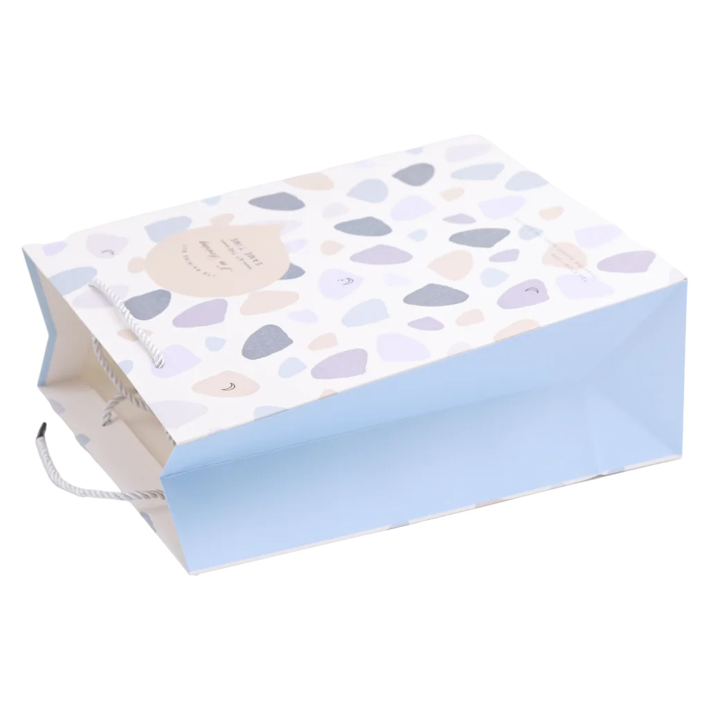 Geschenktüte mittel mit Steine-Print (Blau/Beige/Grau)