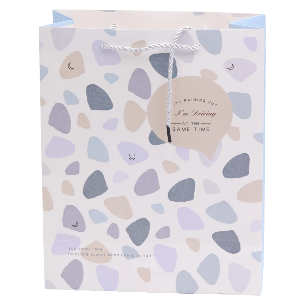 Geschenktüte mittel mit Steine-Print (Blau/Beige/Grau)