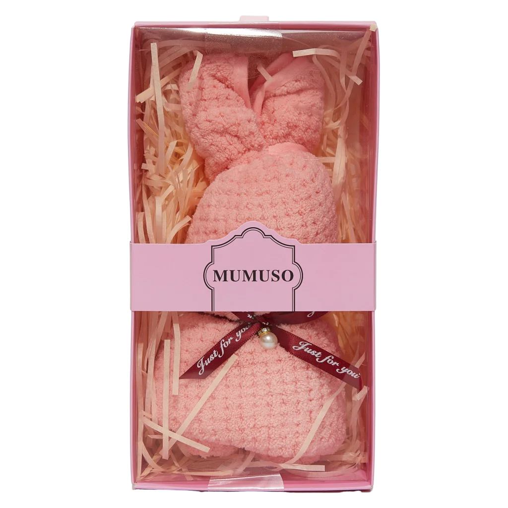 Gesichtshandtuch aus Coral Velvet, Hasen-Design (Rosa)
