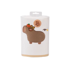 Gesichtshandtuch aus Florgarn mit Capybara-Design für sanfte Pflege (Braun/Weiß)