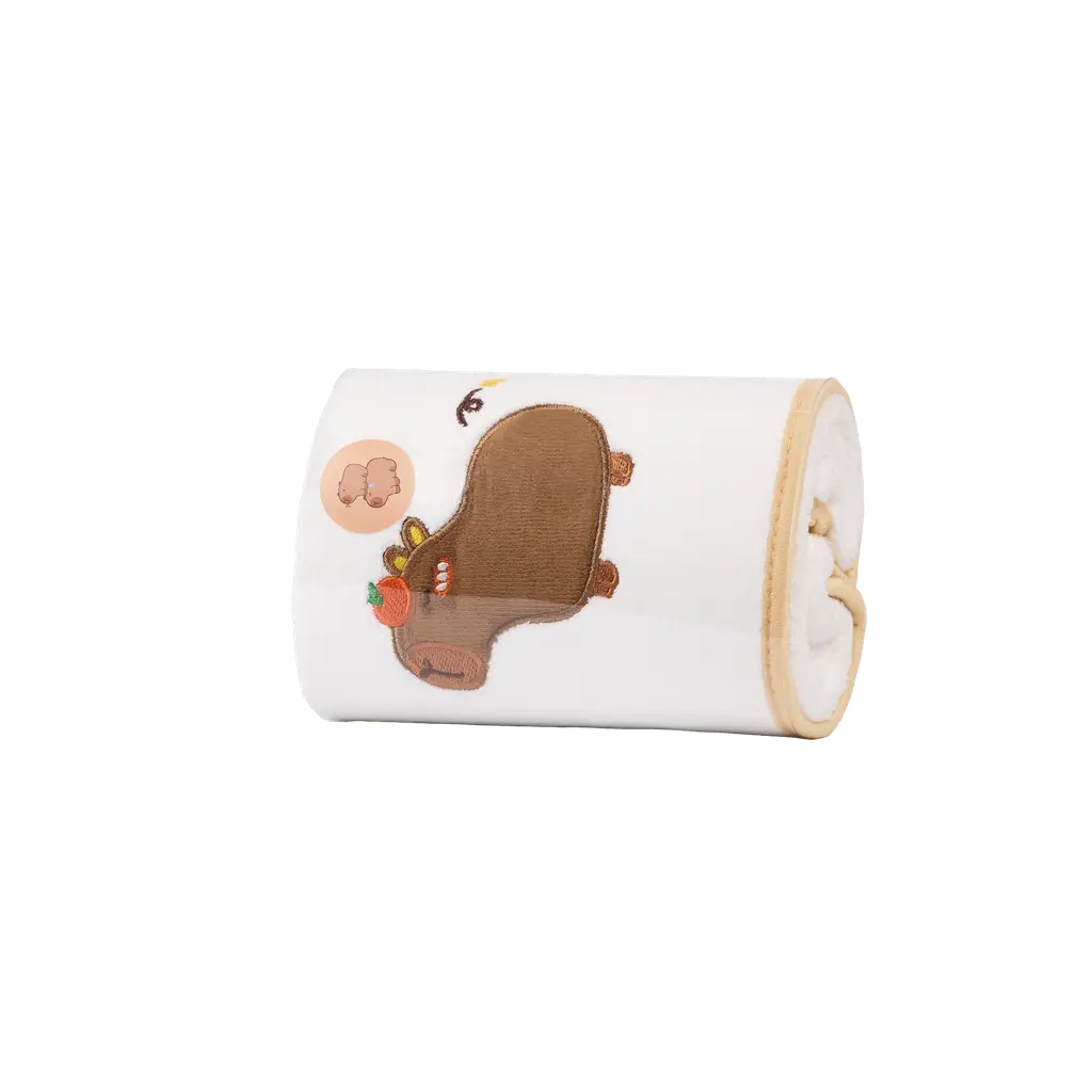 Gesichtshandtuch aus Florgarn mit Capybara-Design für sanfte Pflege (Braun/Weiß)