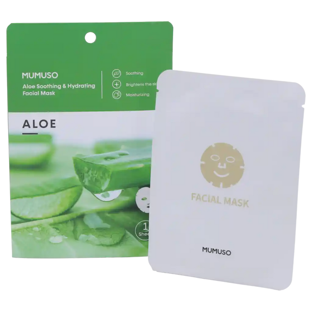 Aloe Tuchmaske für das Gesicht, feuchtigkeitsspendend und beruhigend (Grün)