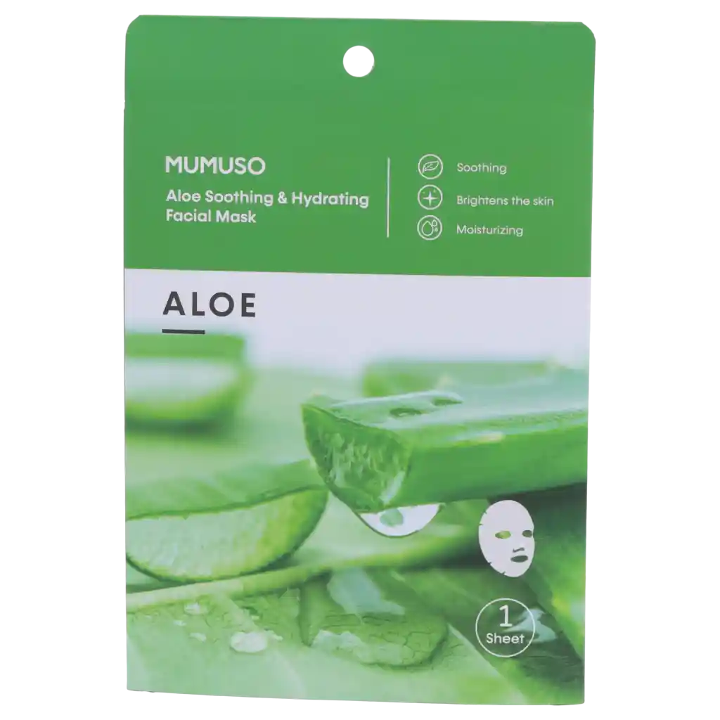 Aloe Tuchmaske für das Gesicht, feuchtigkeitsspendend und beruhigend (Grün)